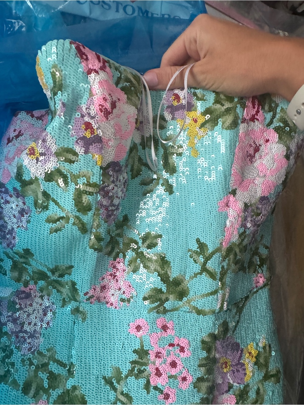 Elliatt Mint Floral Knit Maxi Dress - Picture 6 of 8